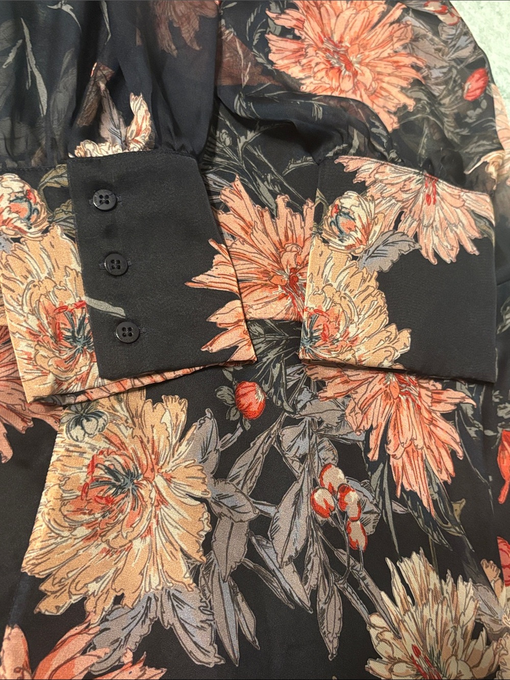 ANTONIO MELANI Black Dress with Coral Floral Trim - Picture 9 of 9